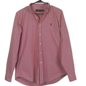 Men"s Ralph Lauren Blue Label Red & White Checked Long Sleeve Button Down Medium